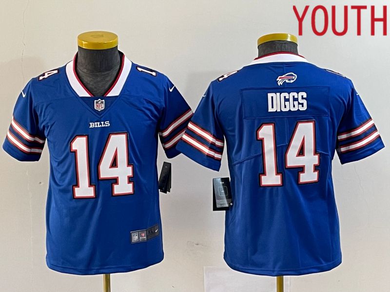 Youth Buffalo Bills #14 Diggs Blue 2023 Nike Vapor Limited NFL Jersey style 1